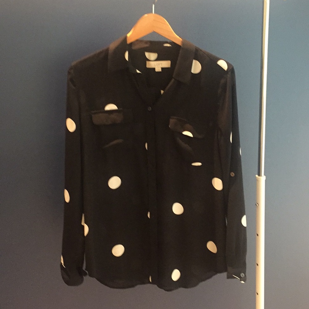 Sheer polka-dot blouse